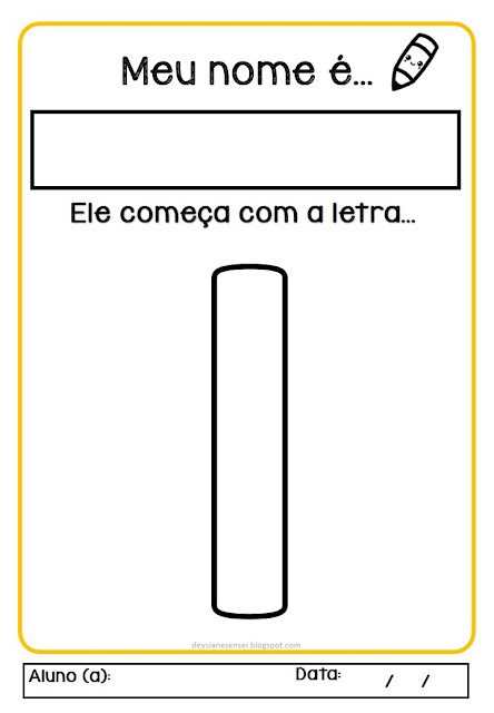 Atividade de educação infantil sobre nome próprio, identidade "Meu nome é"