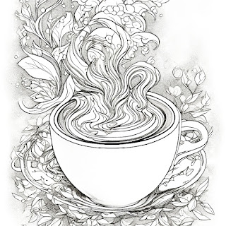 cup of coffee art coloring page