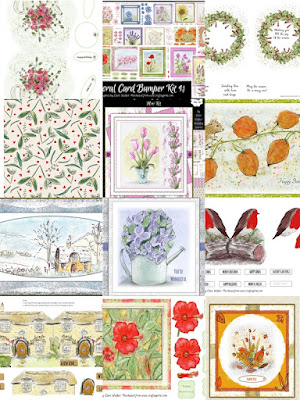 An overlapping collage of a selection of 12 different printable card sheets that cover all seasons.