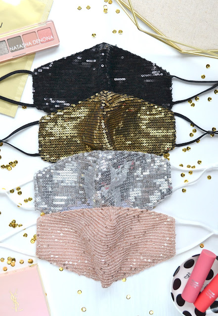 flatlay of evora sequin face masks