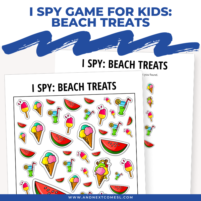 Printable summer beach treats I spy game for kids