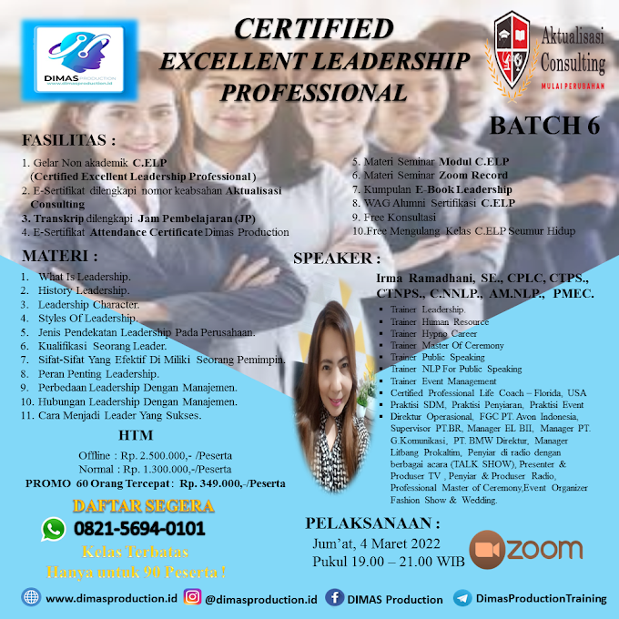 WA.0821-5694-0101 | Certified Excellent Leadership Professional (C.ELP) Batch 6