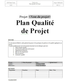 Exemple plan qualité projet en word doc