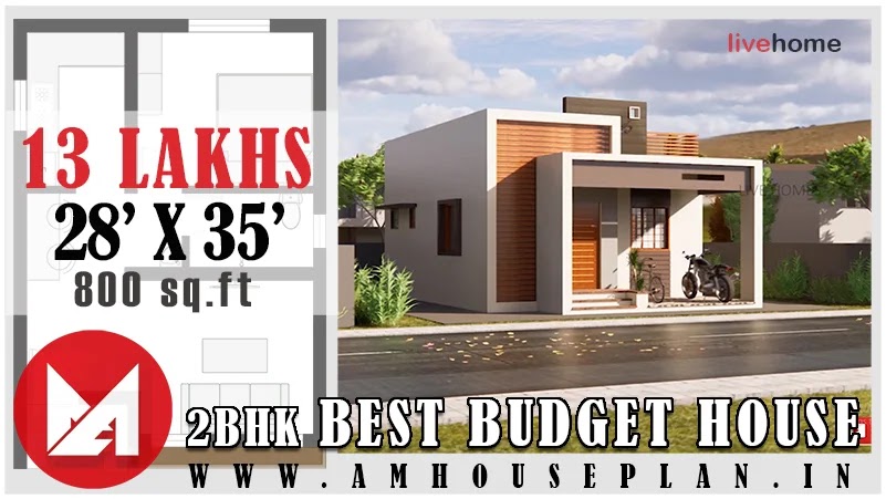 28 x 35 North face house plan under 800 sqft
