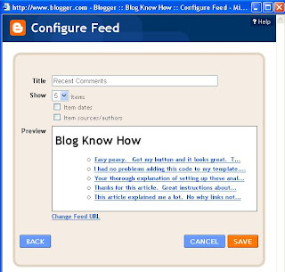 Preview of Comments Feed for Blog Know How Blogger Blog