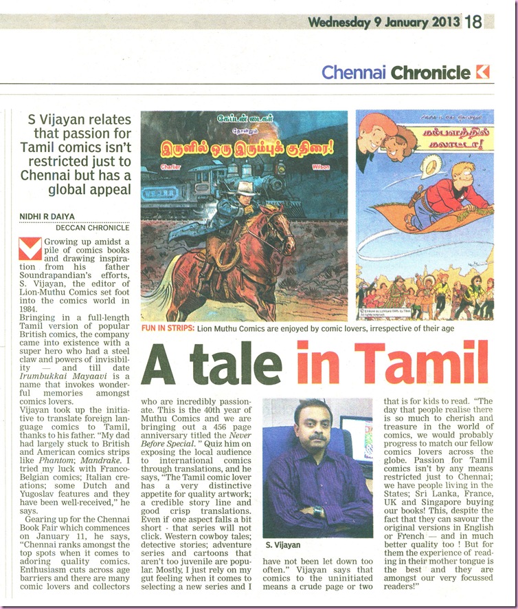 Deccan Chronicle Chennai Chronicle Dated 09012013 Page No18 Editor SV's Interview