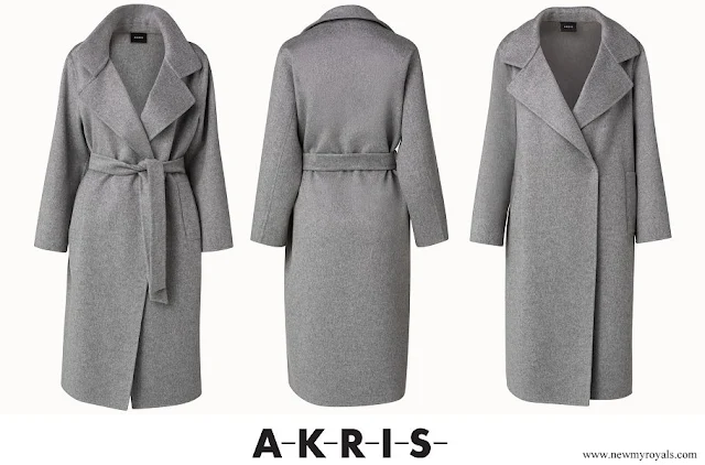 Princess Charlene wore Akris Fada Cashmere Double-Face Melange Trench Coat