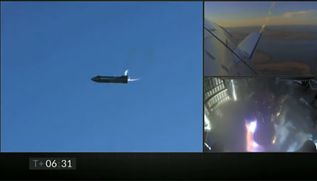 Starship SN8 begins belly flop maneuver around T = 06:31 minutes after launch  (Source: SpaceX)