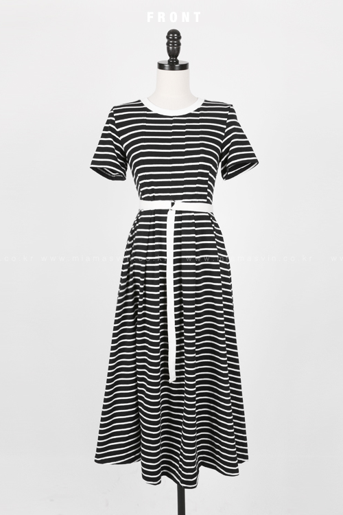  Striped Belted Midaxi Dress