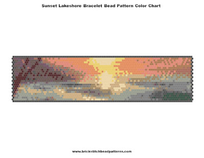 Free "Sunset Lakeshore" Landscape Art Bracelet Bead Pattern Color Chart