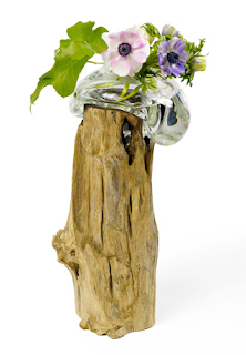 fleux vase larme tronc verre teck sda decoration