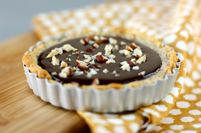 hazelnut frangipane and nutella-dark chocolate ganache tart