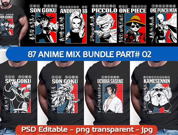 anime tshirt design bundle