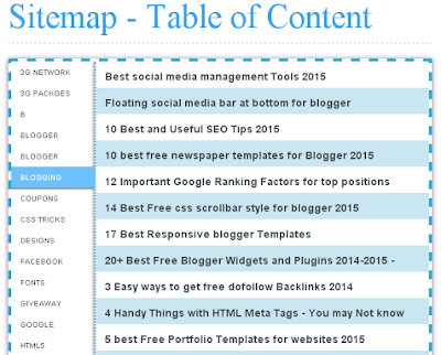 Table of Content/Sitemap For Blogger