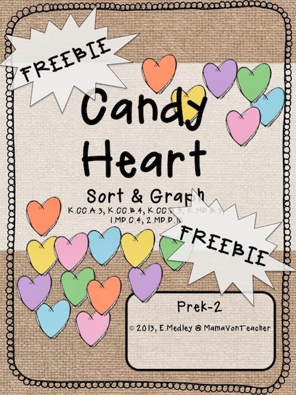 http://www.teacherspayteachers.com/Product/FREEBIE-Candy-Heart-Math-Sorting-Graphing-Match-Center-PreK-K-520776