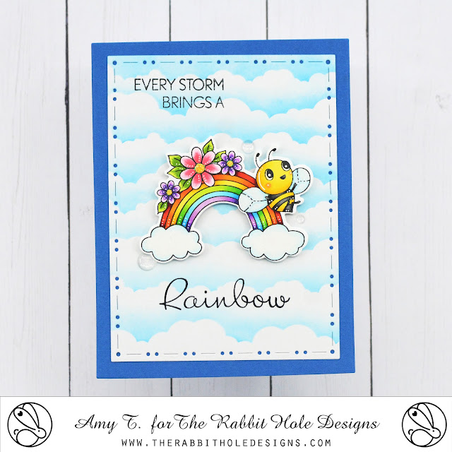 Sunny Days and Rainbows Stamp and Die Set illustrated by Agota Pop, Clouds in my Coffee Stencil, You've Been Framed - Layering Dies by The Rabbit Hole Designs #therabbitholedesignsllc #therabbitholedesigns #trhd #handmade