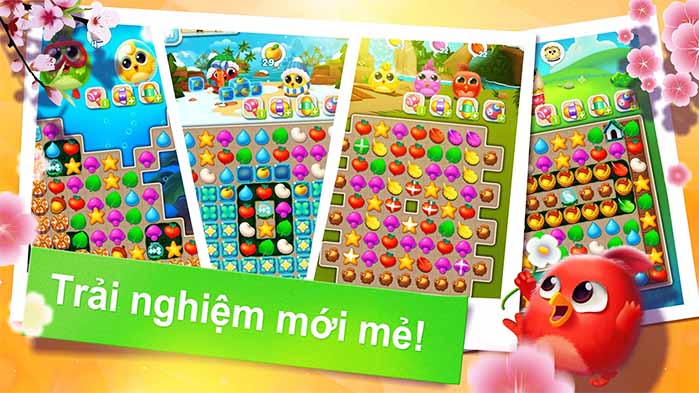 Puzzle Wings: match 3 games - Giải câu đố ghép 3 trái cây cùng gia đình gà con đáng yêu b1