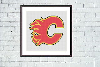 Calgary Flames logo cross stitch pattern - Tango Stitch