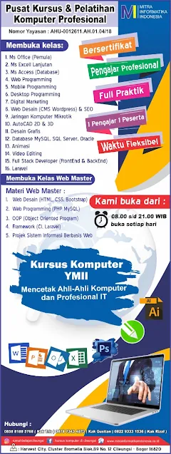 Shortcut Keyboard pada adope Photoshop - Materi Kursus Komputer Desain Grafis YMII Cileungsi