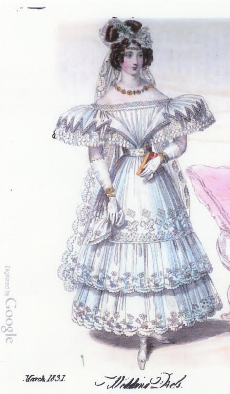 This is an 1831 white wedding dress one of several examples I've found of