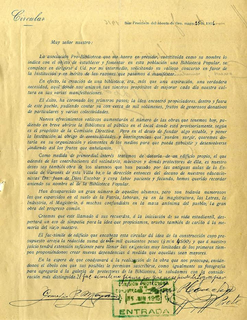 Apelación de la Asociación Pro-Biblioteca Escobar. 25 de Mayo de 1916.