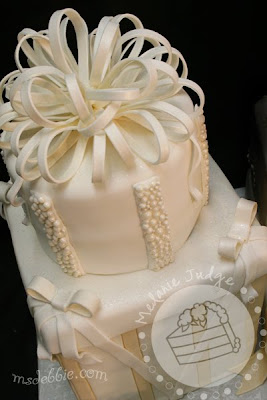 ivory gift packages wedding cake fondant bows presents