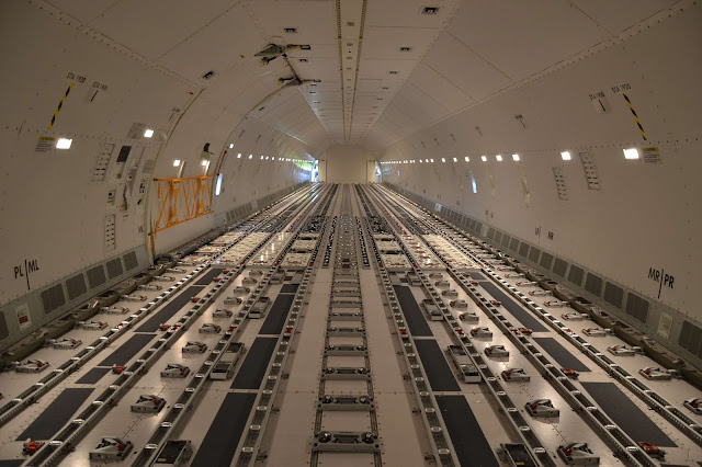 Cargo Space and Compartment Inside Boeing 777F Freighter of Lufthansa Cargo