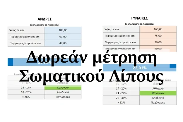 Δωρεάν μέτρηση σωματικού λίπους - Δωρεάν εφαρμογή σε Excel