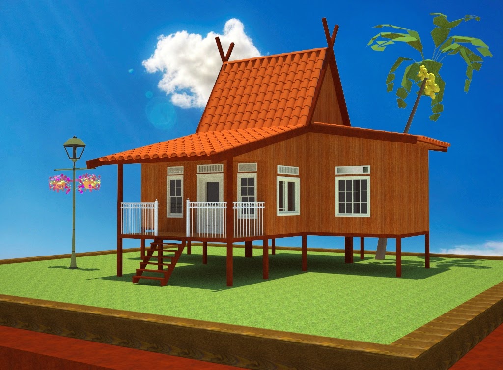 Gambar Contoh Bentuk Rumah  Adat  Papua Animasi Gambar 
