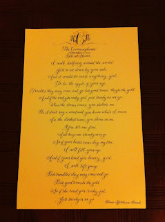 custom calligraphy wedding first dance lyrics