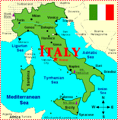 Italy On Word Map