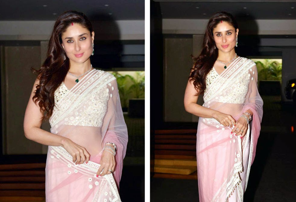 Actress Kreena kapoor Graced In Pink Embroidery Work Saree 