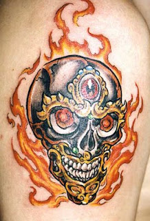 Skull and Flame Tattoo Design Pictures