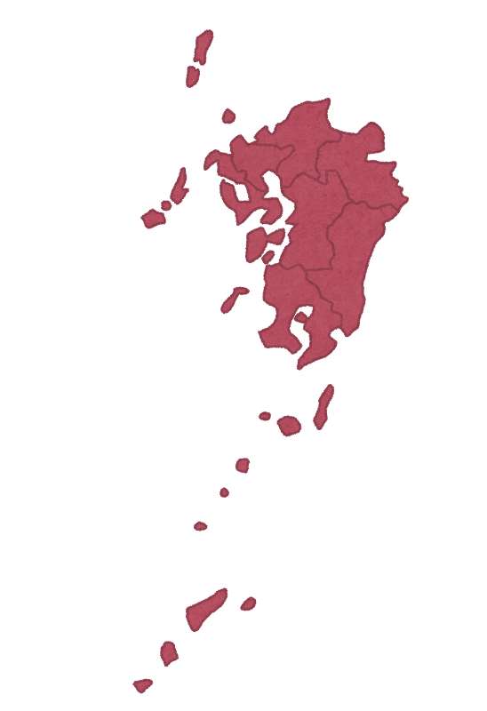 九州地方の地図のイラスト 地方区分 かわいいフリー素材集 いらすとや