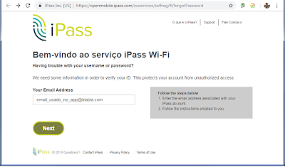 Site do iPass - recuperar credenciais