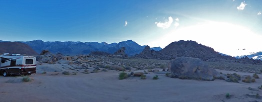 Our Boondocking Spot at Alabama Hills near Lone Pine CA