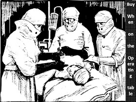 Patient on operating table and three doctors