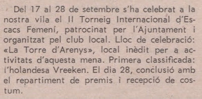 II Torneo Internacional Femenino - Arenys de Mar 1968, recorte de prensa