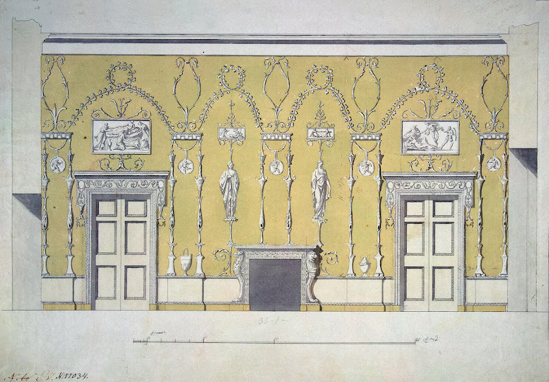 Design for the Green Dining Room in the Catherine Palace at Tsarskoye Selo by Charles Cameron - Architecture Drawings from Hermitage Museum