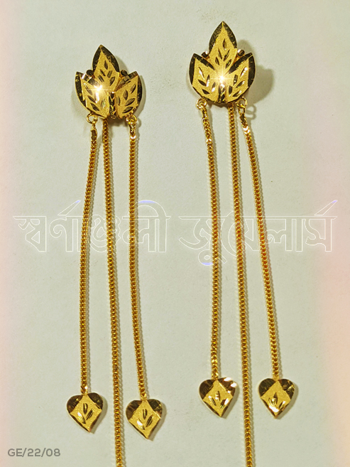 ৬ আনা সুঁইসুতা কানের দুল ২২ ক্যারেট (Sui Suta Latest 6 Ana/Gram Gold Earring) 18/21/22/24 Karat KDM Price in BD Buy Online