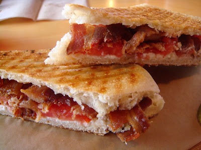 Bacon, goat cheese, and tomato sandwich (BGT) at Duckfat, Portland, Maine
