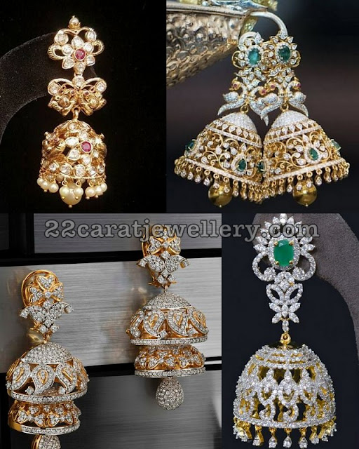 Large Two Step Rose Cut Diamond Jhumkas