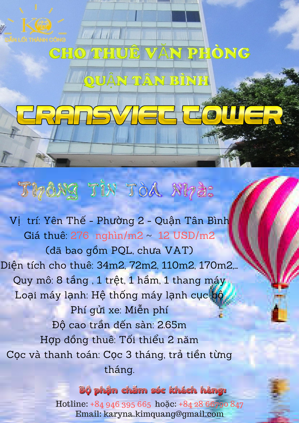 Cho thuê văn phòng quận Tân Bình Transviet Tower