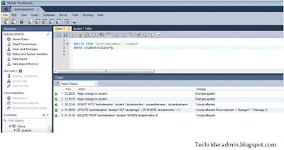 DELETE Query in MySQL using MySQL workbench