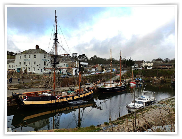 Charlestown Harbour, Cornwall with tall ships