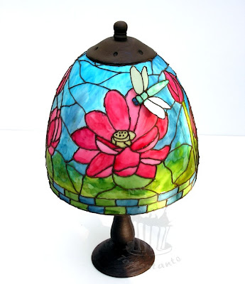 Tiffany Torte cake stained glass lotus dragonfly libelle