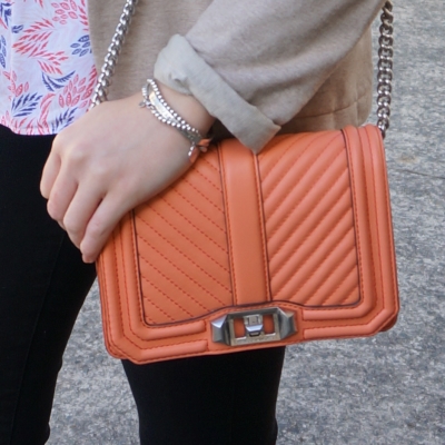 Rebecca Minkoff chevron quilted small Love crossbody bag in pale coral  | awayfromtheblue