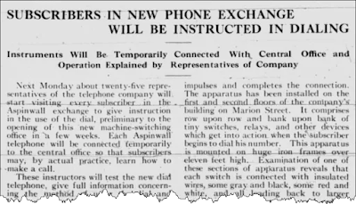 Article about new telephone exchange