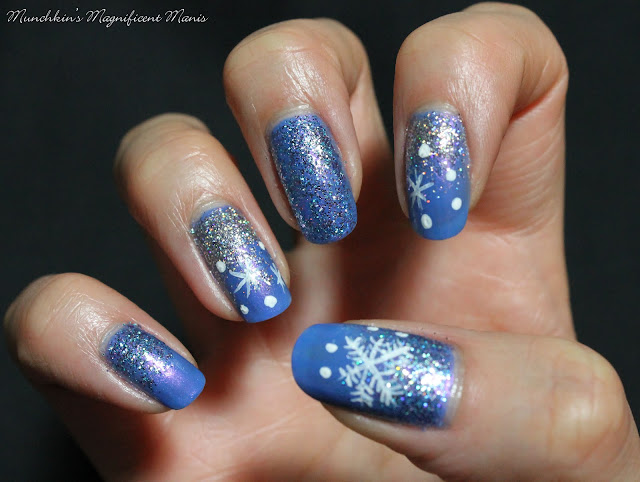 Glitter Gradient and Snowflake Nail Design