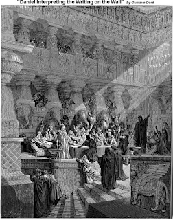 Daniel Interpreting the Writing on the Wall by Gustave Dore